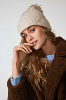 ONLY Faux fur detailed Beanie -Pumice Stone - 15233747