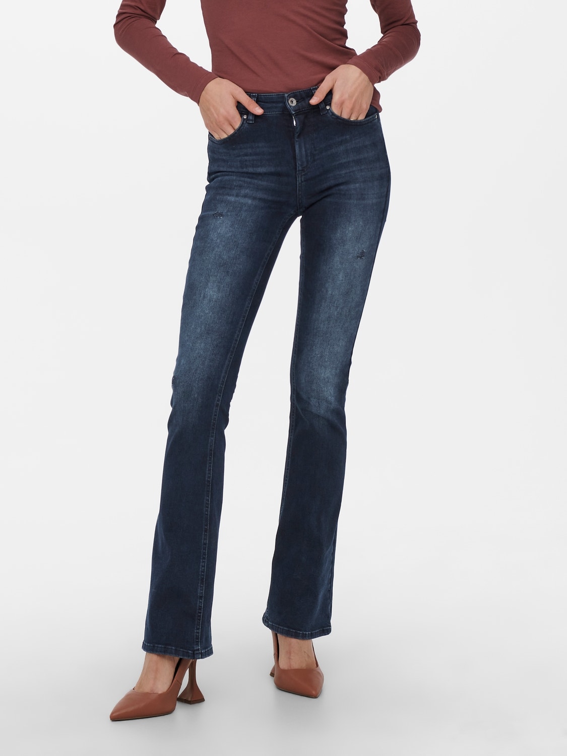 ONLY Ausgestellt Mittlere Taille Jeans -Blue Black Denim - 15233833