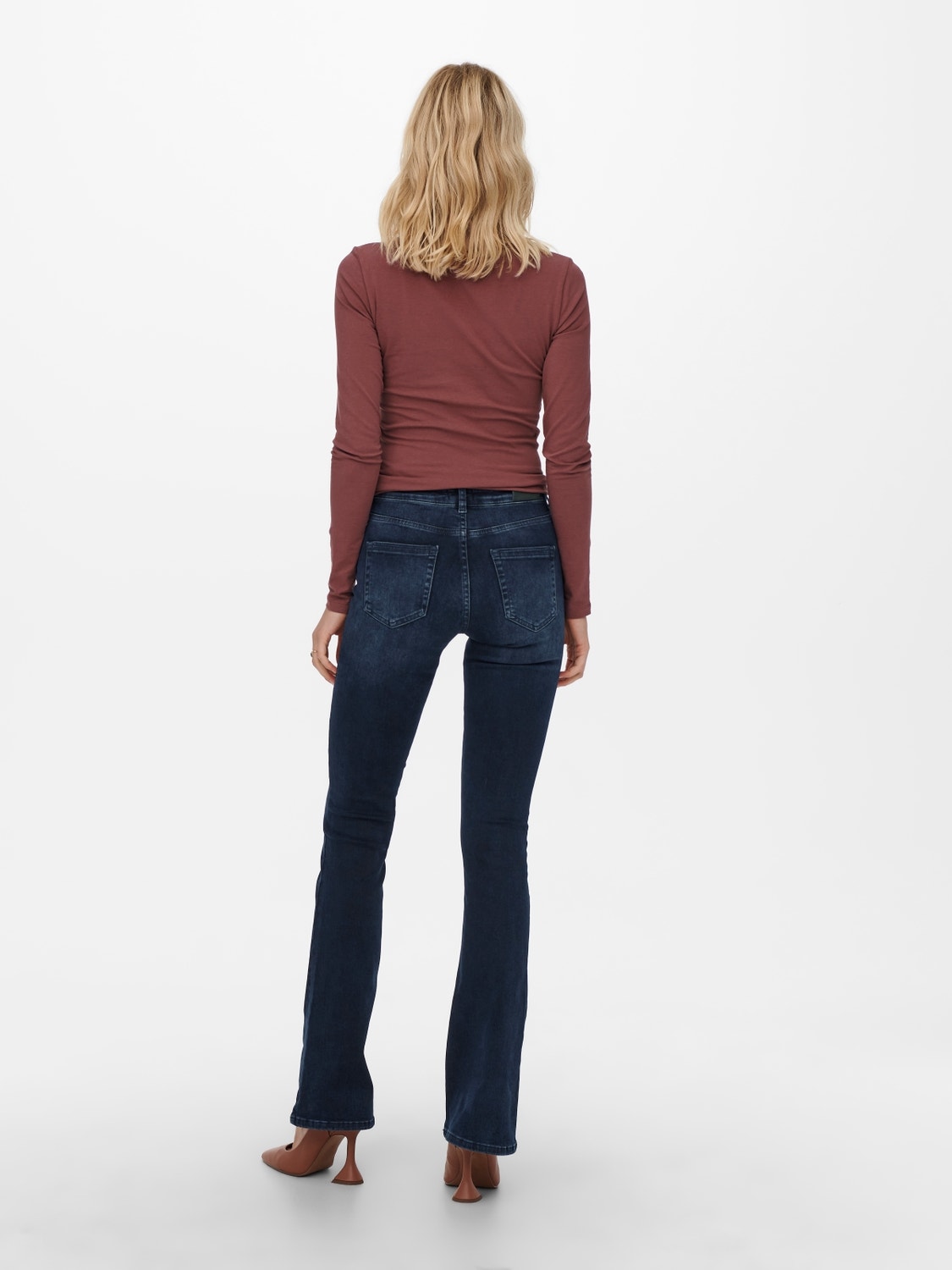 ONLY Flared fit Mid waist Jeans -Blue Black Denim - 15233833