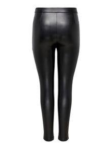 ONLY Curvy läderimitation Leggings -Black - 15233969