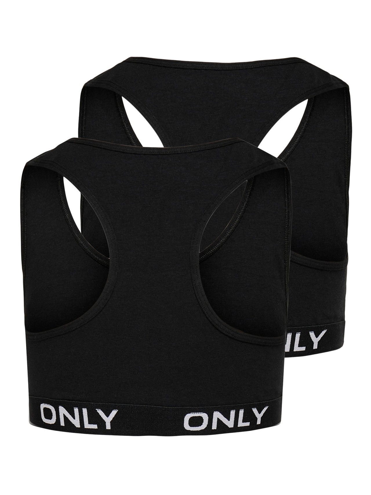 ONLY 2er-Pack Logo Oberteil -Black - 15233994