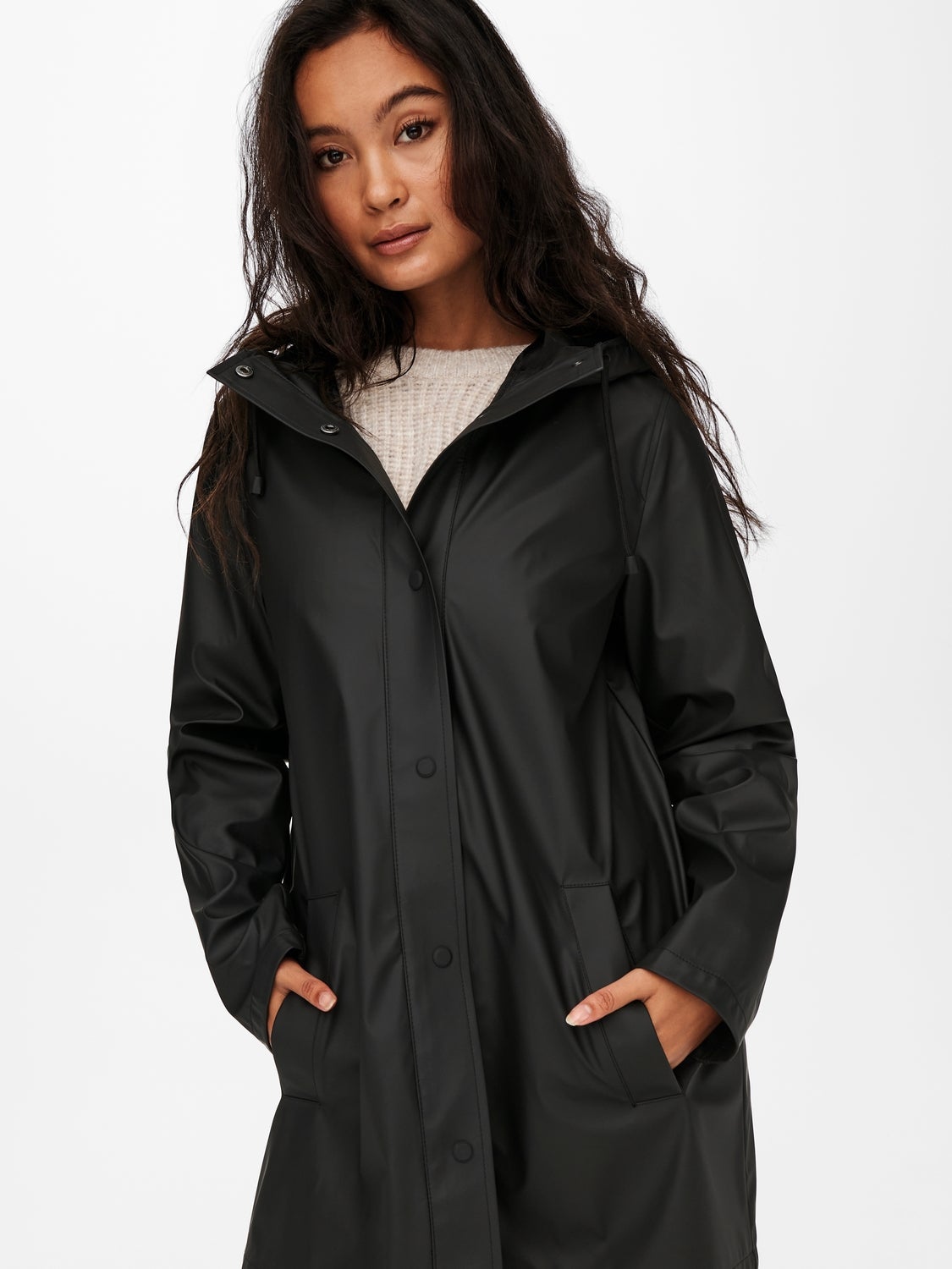 Solid colored Rain jacket | Black | ONLY®