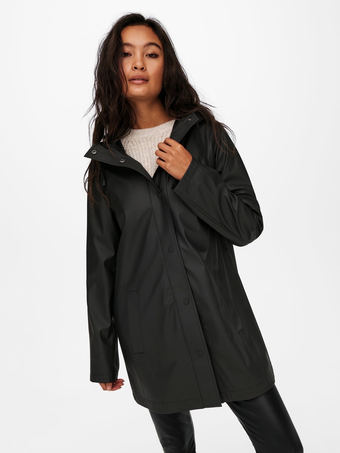 Solid colored Rain jacket | Black | ONLY®