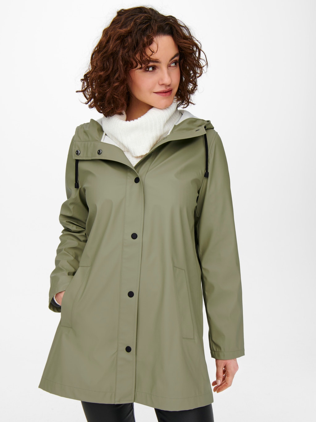 Solid colored Rain jacket | Medium Green | ONLY®