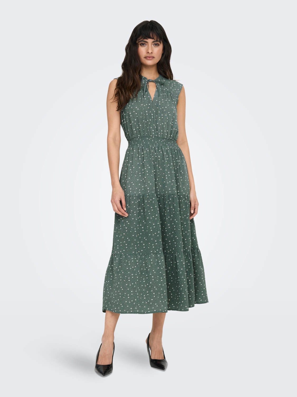 ONLY Normal geschnitten V-Ausschnitt Langes Kleid -Balsam Green - 15234092
