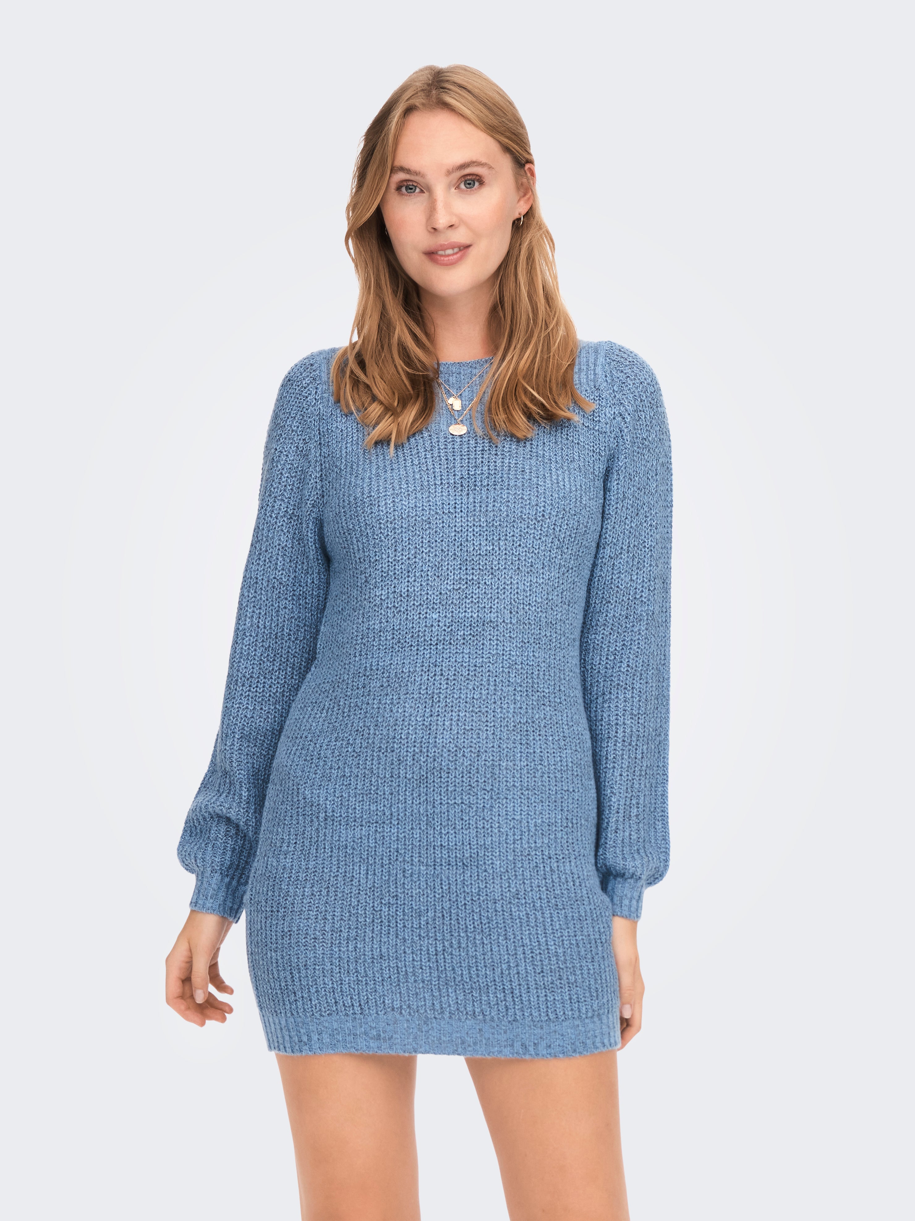 Boat Neck Knit Dress | Medium Blue | ONLY®