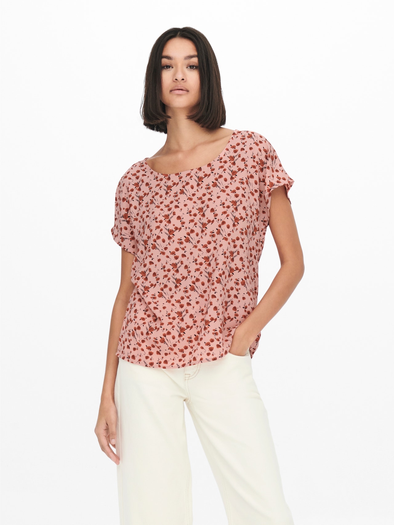 ONLY Print Top -Old Rose - 15234106