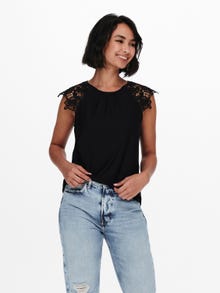 ONLY Lace detail Top -Black - 15234398
