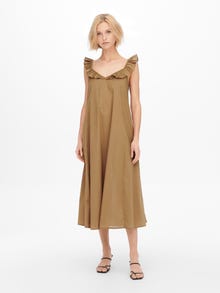ONLY Regular fit U-Hals Lange jurk -Toasted Coconut - 15234582