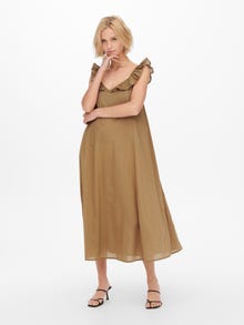 ONLY Midi dress with frills -Toasted Coconut - 15234582