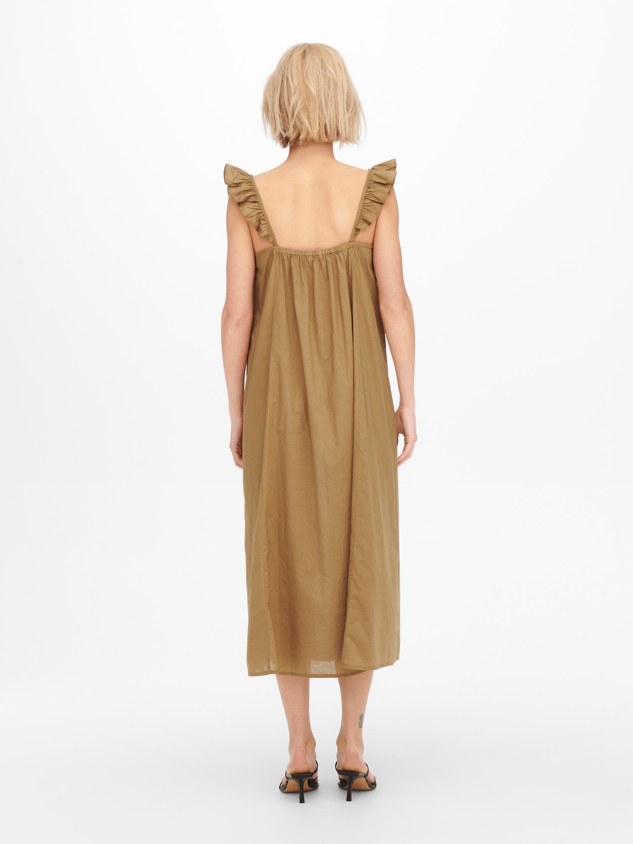 ONLY Midi kjole med flæser -Toasted Coconut - 15234582