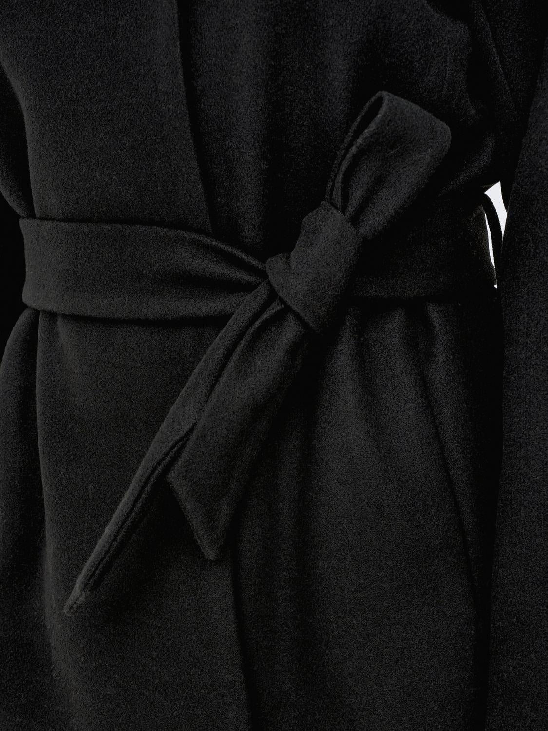 Black wool tie outlet belt coat