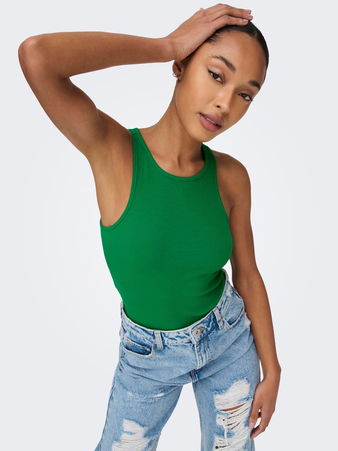 Dark green shop tank top