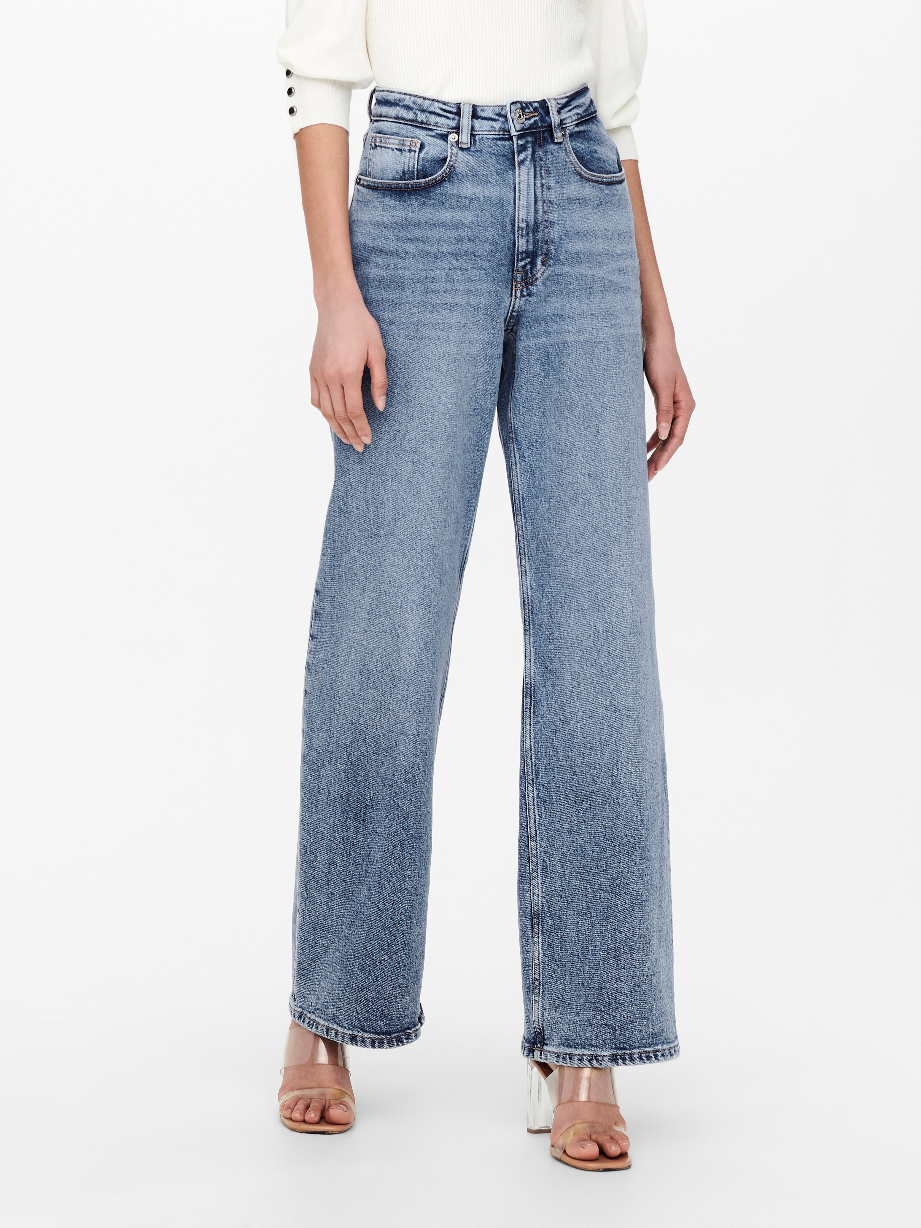 ONLJuicy life wide high waisted jeans | Medium Blue | ONLY®