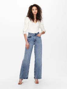 ONLY Jeans Wide Leg Fit Taille haute -Medium Blue Denim - 15234743