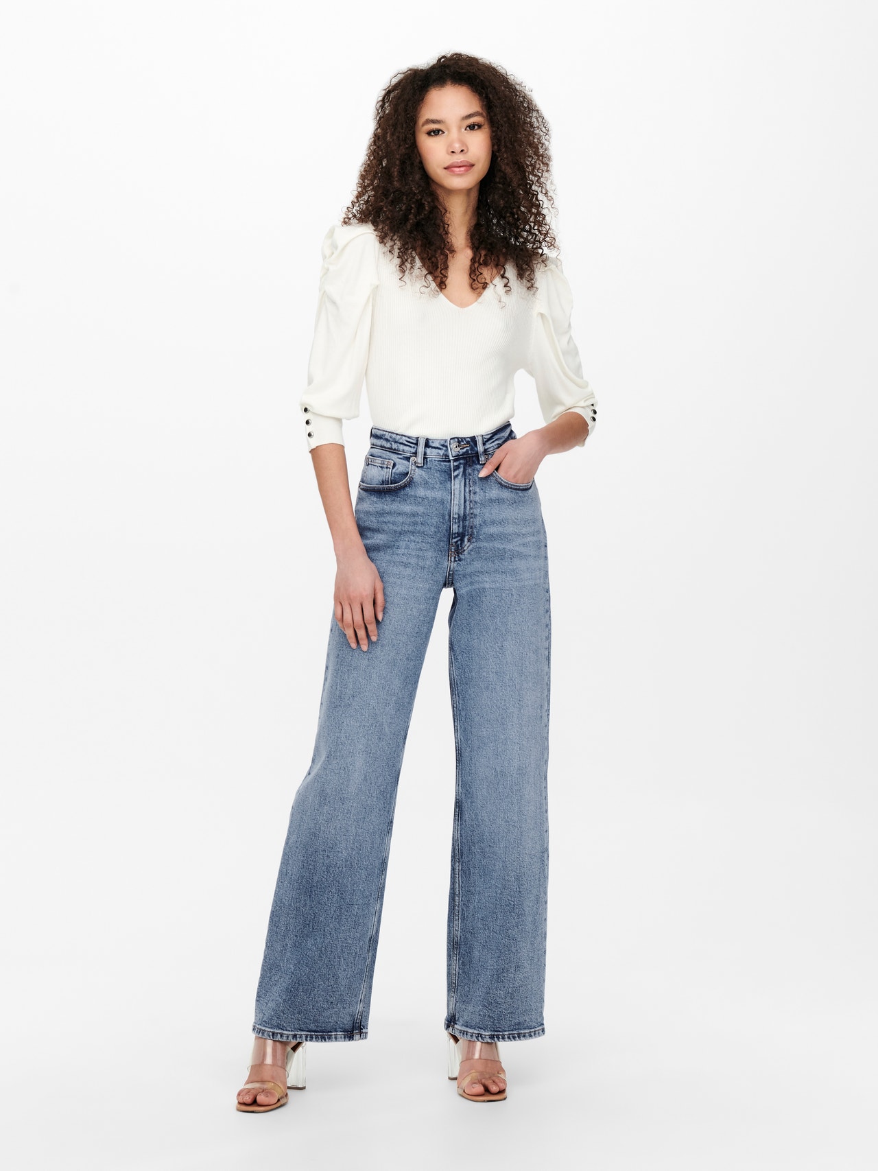 Full Size High Rise Wide Waistband Jeans
