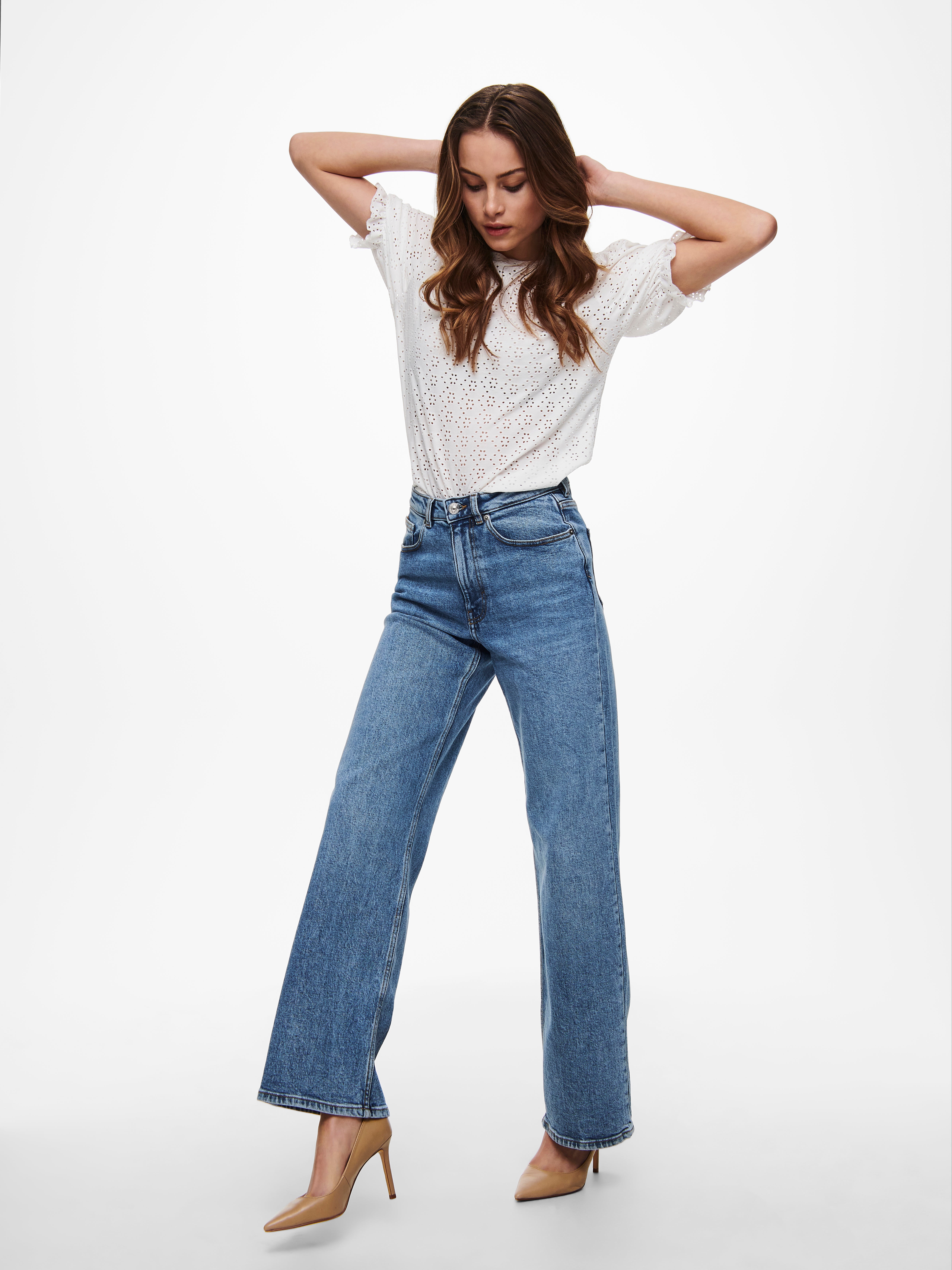 ONLJUICY HIGH WAIST WIDE LEG JEANS | Medium Blue | ONLY®