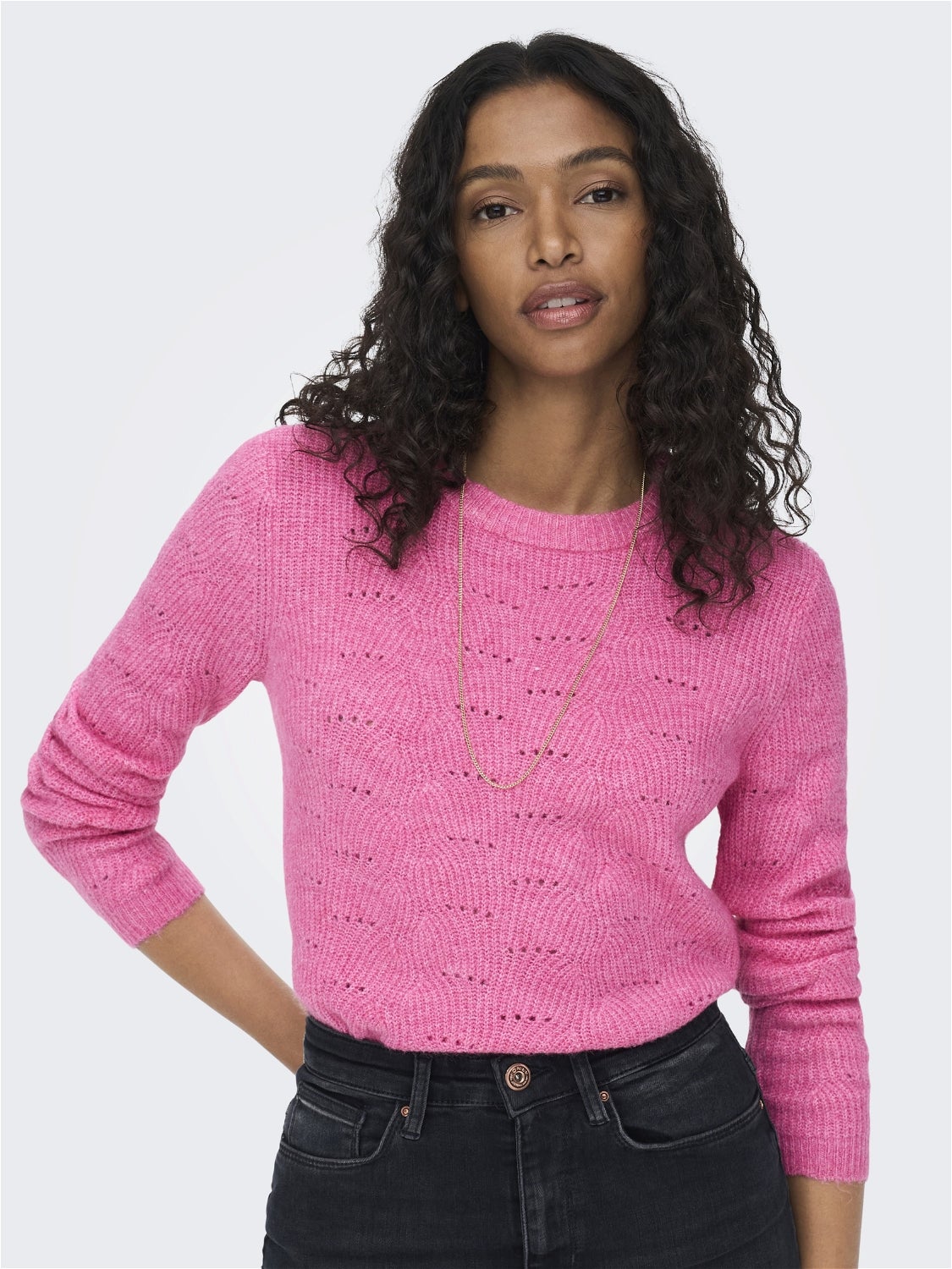 Couleur unie Pull en maille Rose clair ONLY