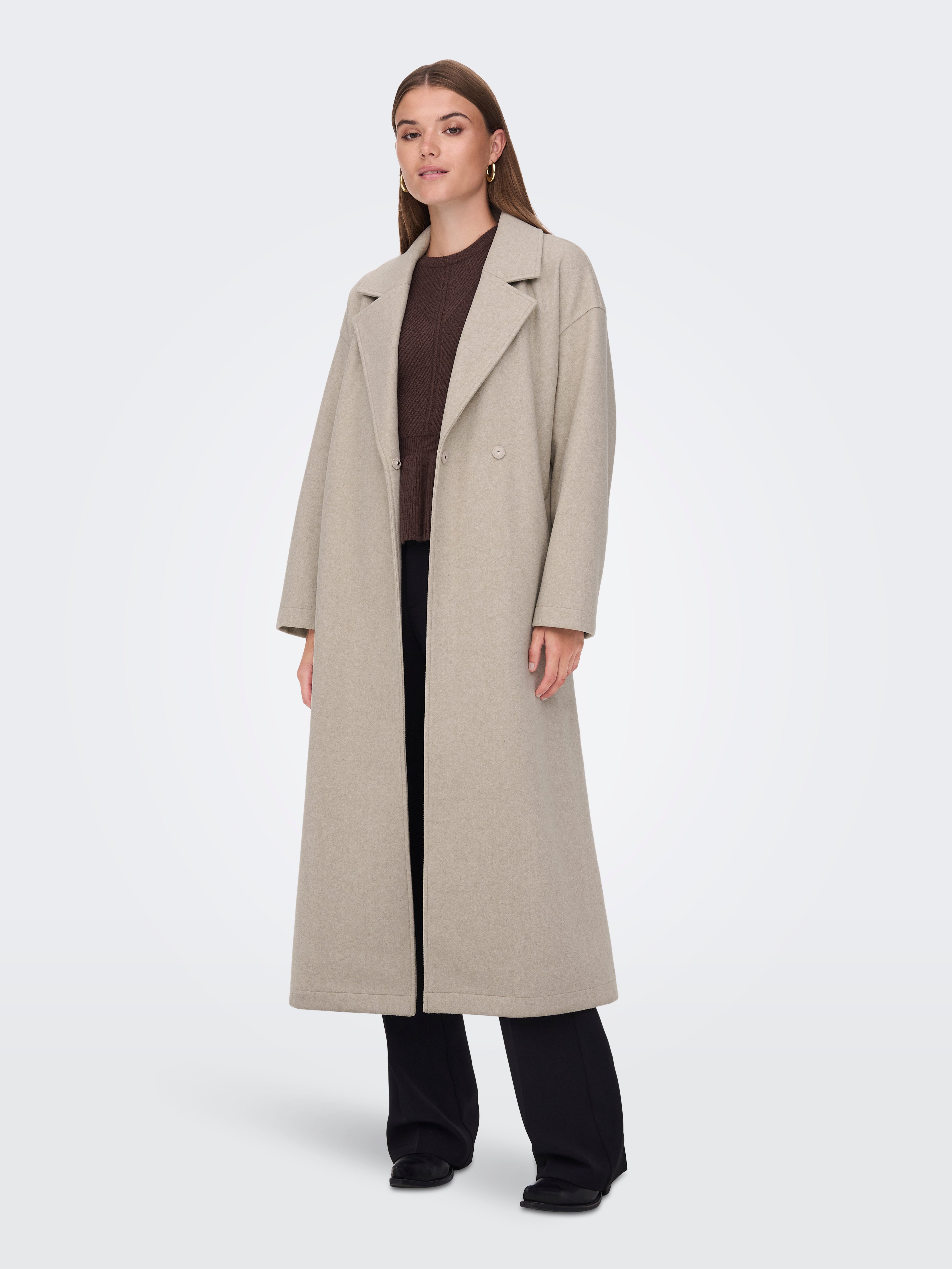 collarless wrap coat