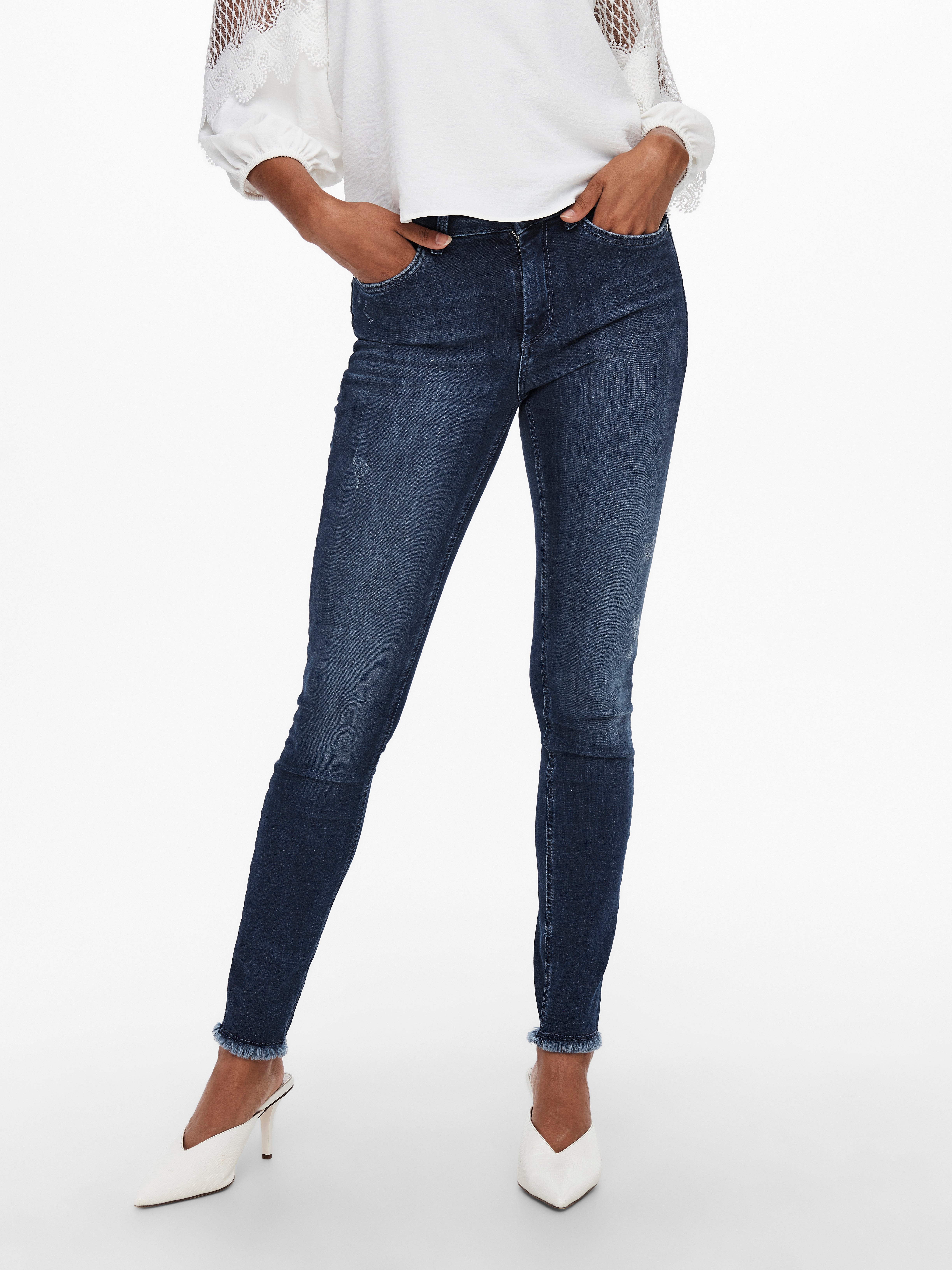 ONLBLUSH Mittlere Taille Skinny Fit Jeans | Dunkelblau | ONLY® 