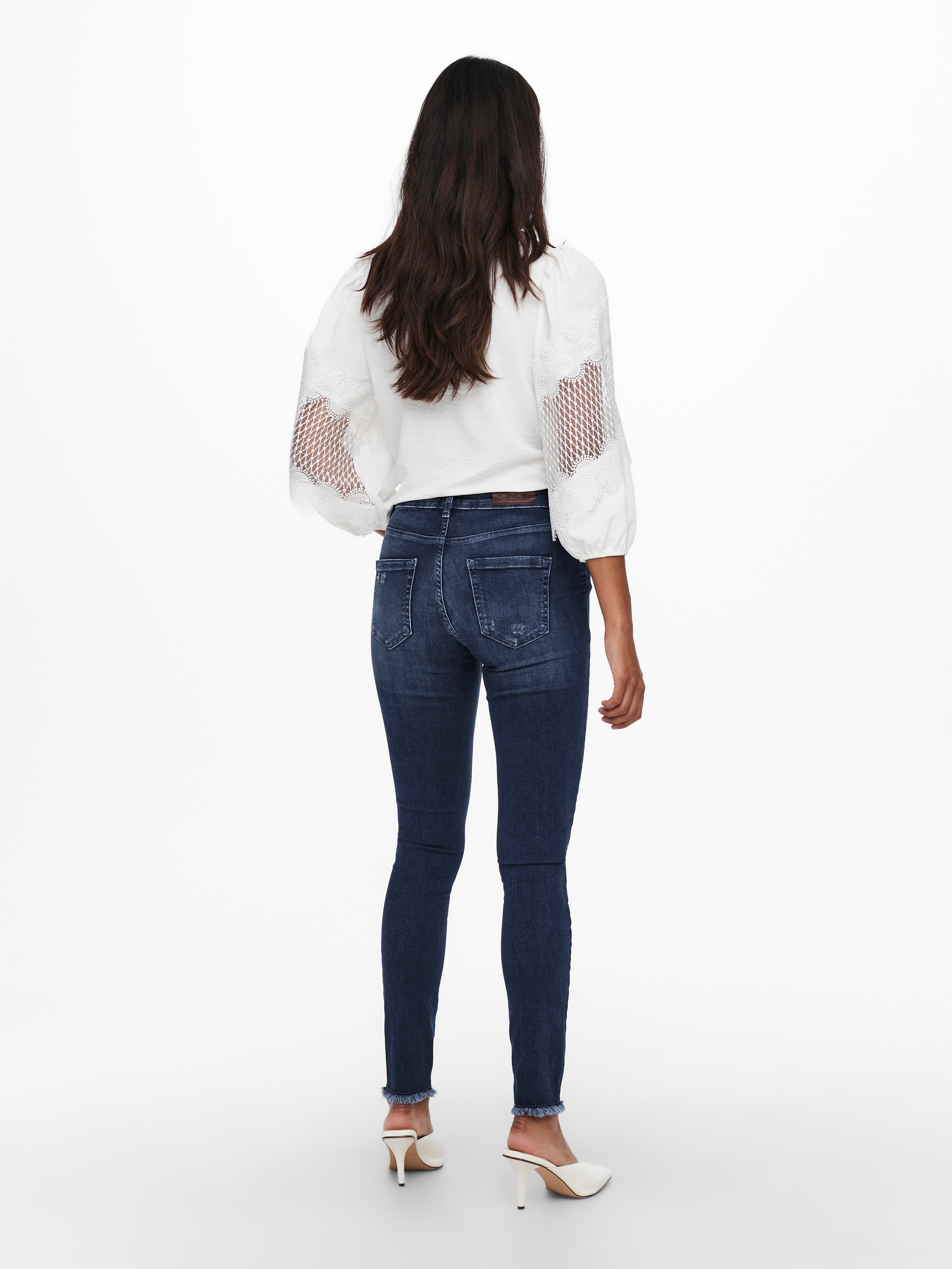 ONLBLUSH Mittlere Taille Skinny Fit Jeans | Dunkelblau | ONLY®