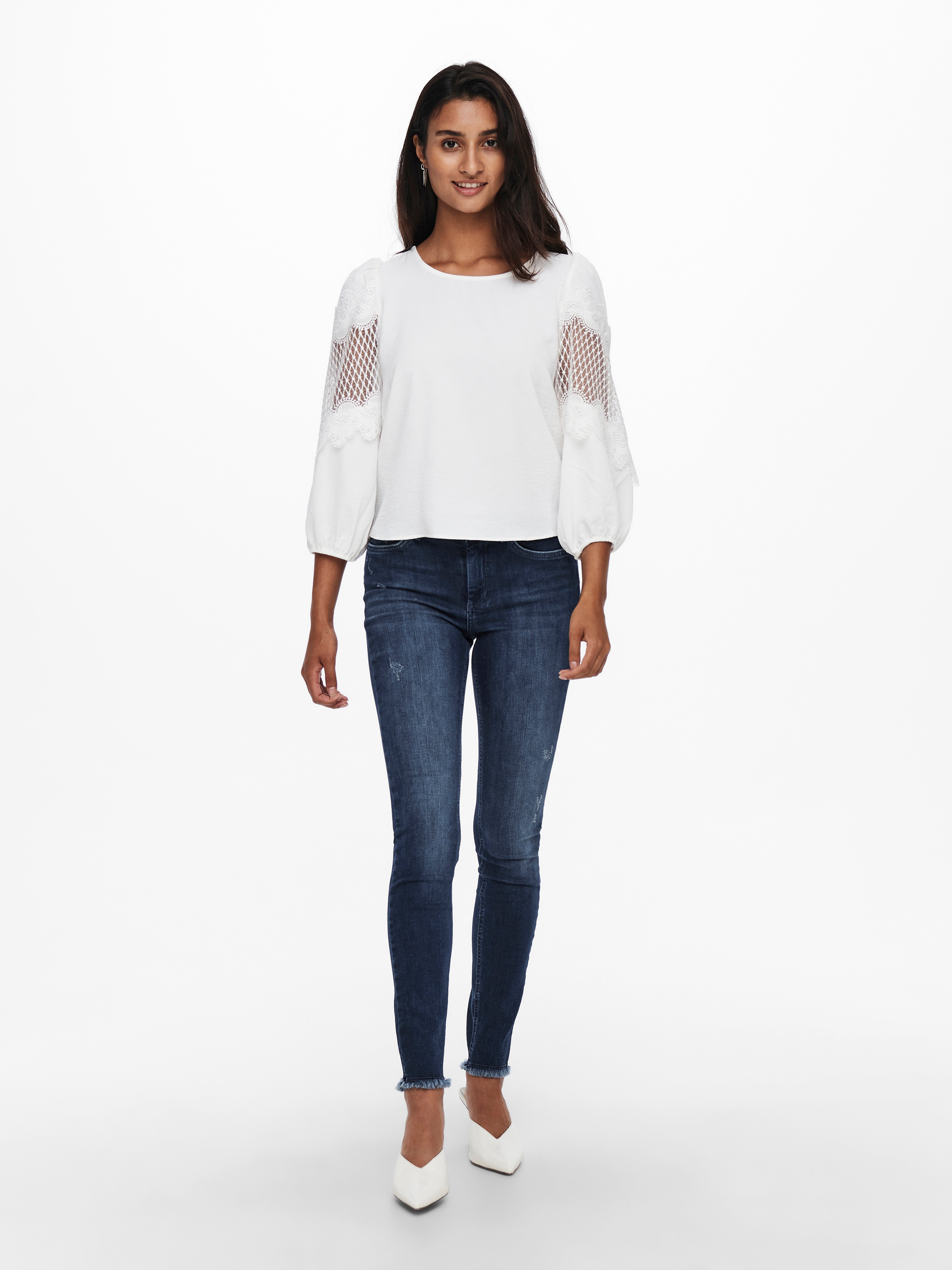 ONLBLUSH Mittlere Taille Skinny Fit Jeans | Dunkelblau | ONLY®