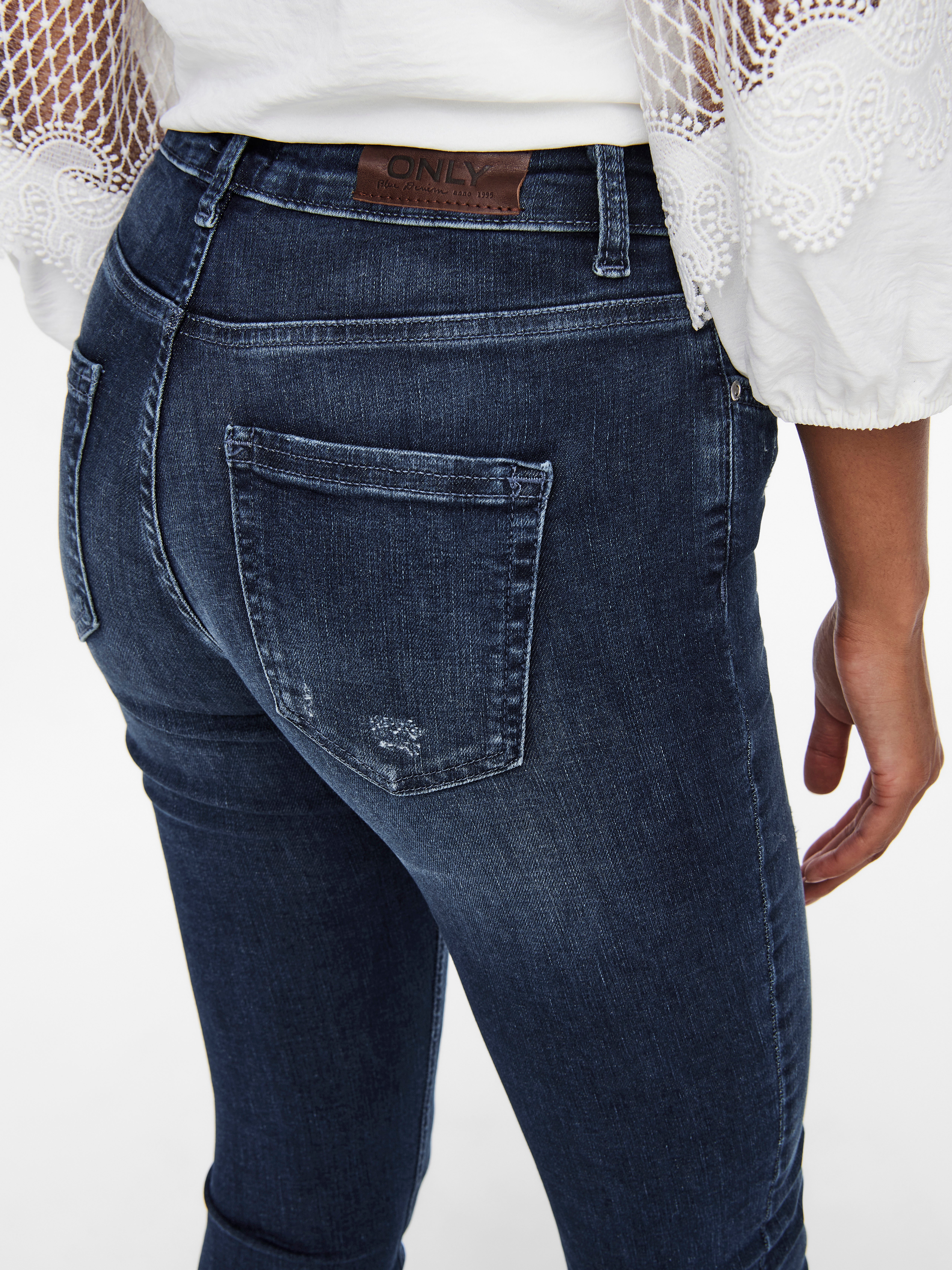 ONLBLUSH Mittlere Taille Skinny Fit Jeans | Dunkelblau | ONLY®