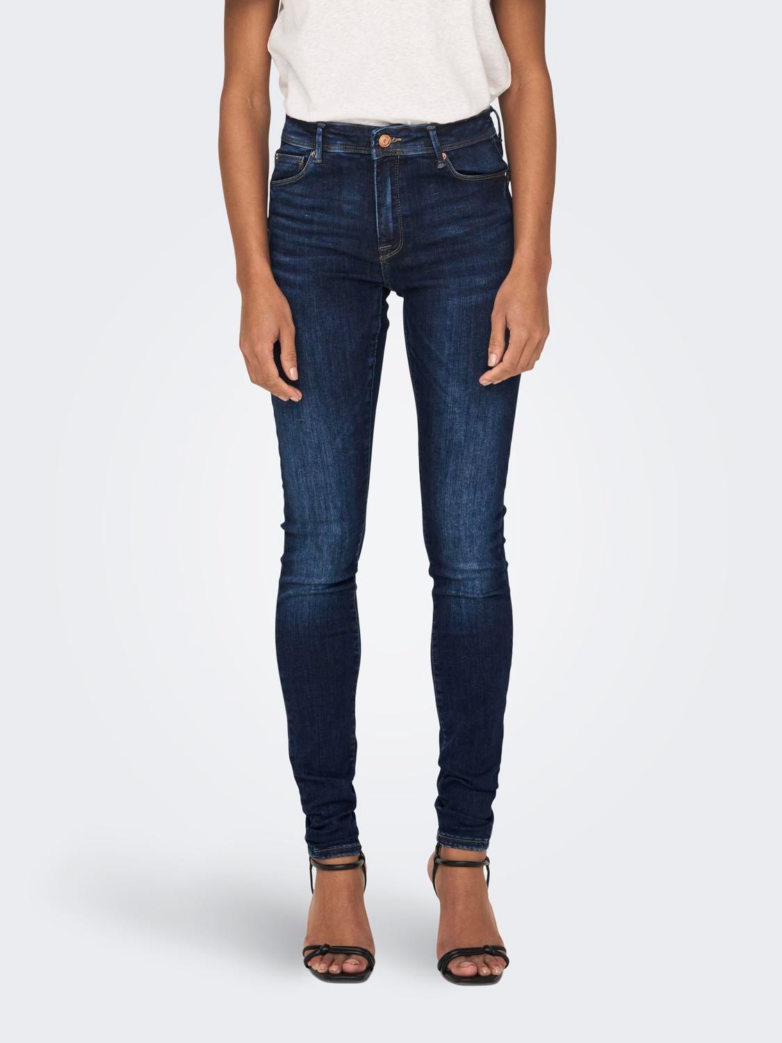 ONLY Skinny Fit Mittlere Taille Jeans -Dark Blue Denim - 15235035