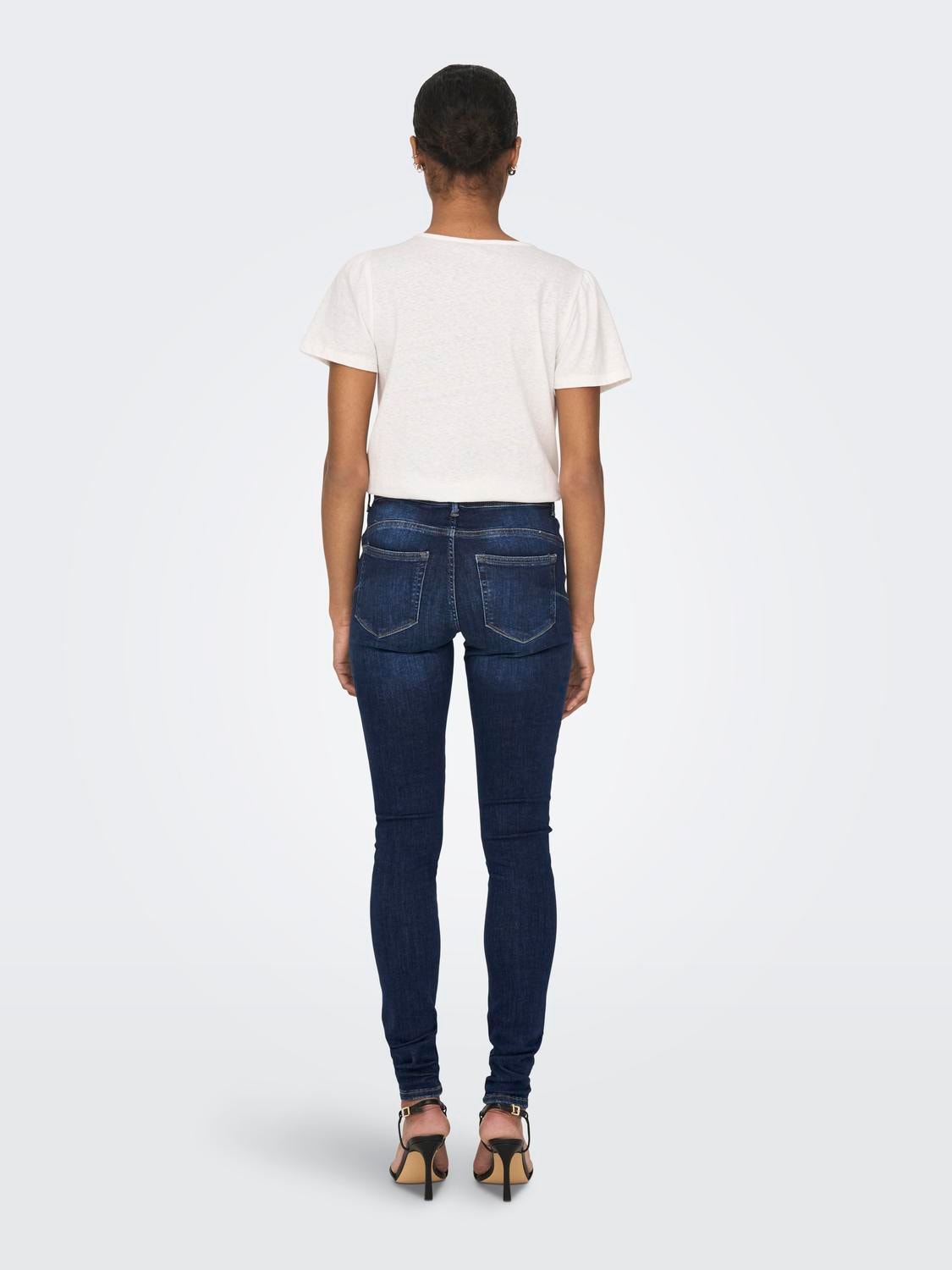 ONLY ONLPUSH SHAPE Regular waist Skinny Jeans -Dark Blue Denim - 15235035