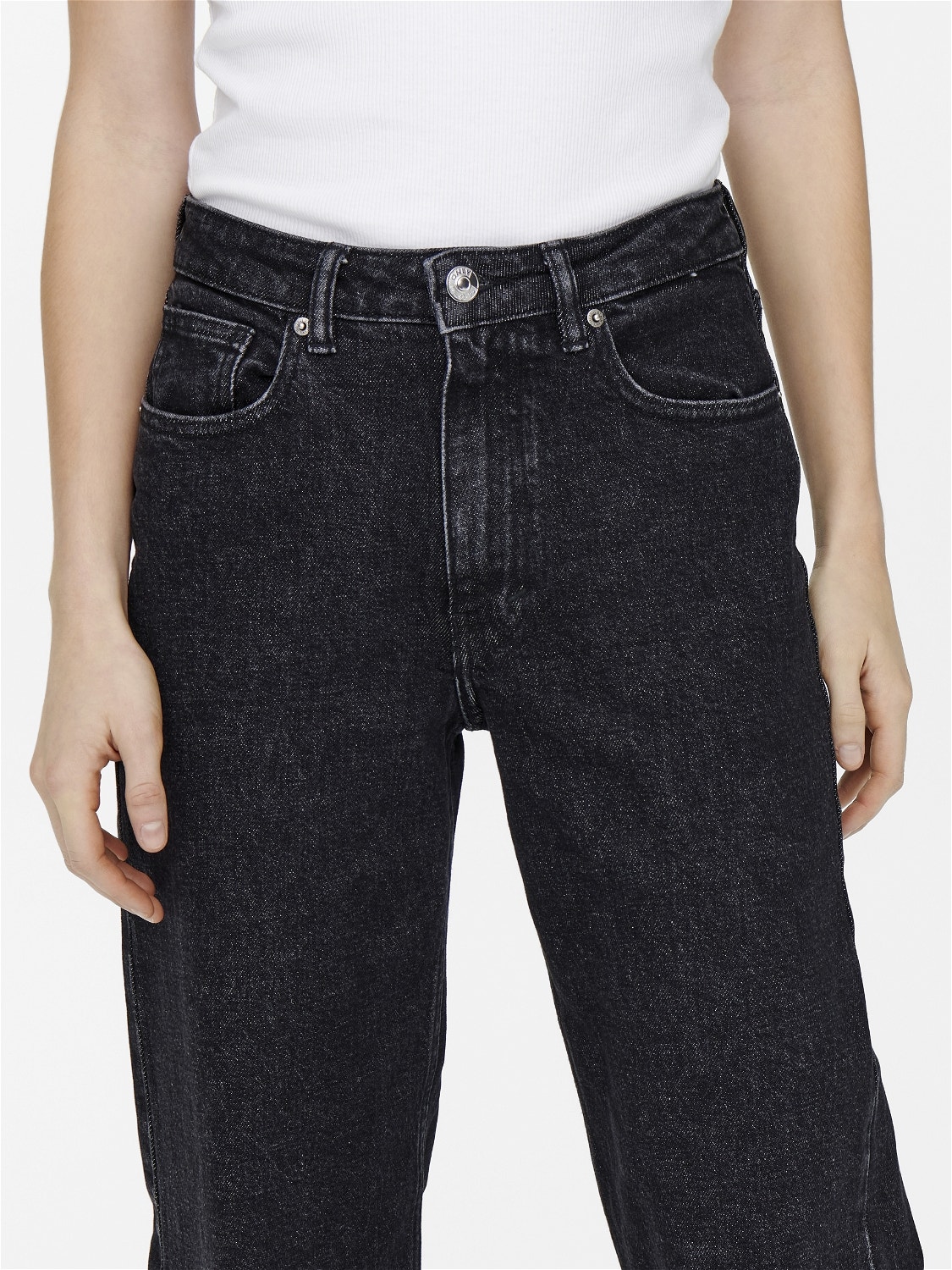 ONLY ONLJuicy large jean taille haute -Black Denim - 15235241
