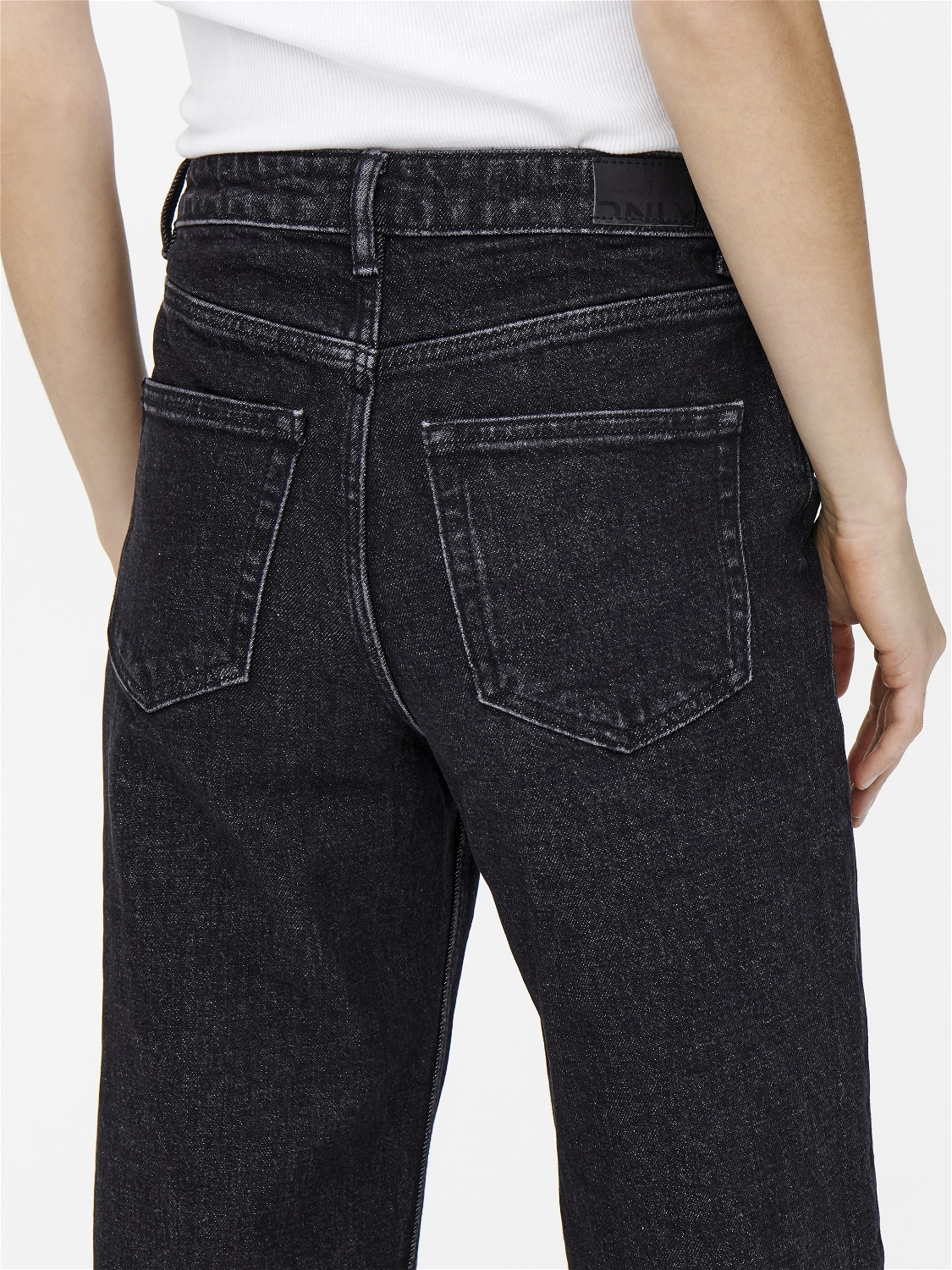 ONLY Weiter Beinschnitt Hohe Taille Jeans -Black Denim - 15235241