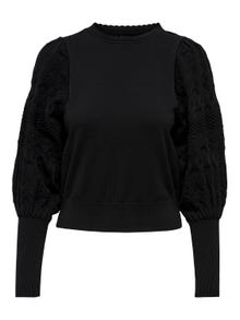 ONLY Normal geschnitten Ein-Schulter Ausschnitt Lange Bündchen Pullover -Black - 15235327