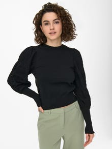 ONLY Normal geschnitten Ein-Schulter Ausschnitt Lange Bündchen Pullover -Black - 15235327