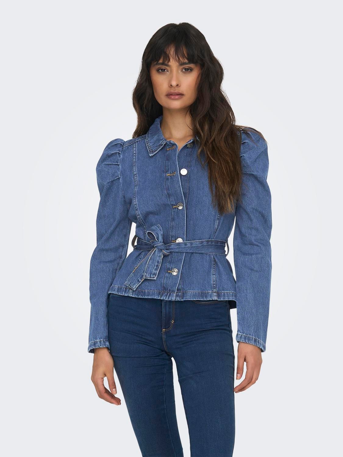 ONLY Puff Sleeve Denim Jacket -Medium Blue Denim - 15235675