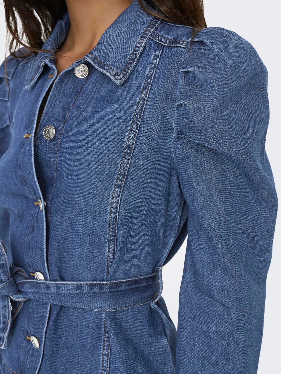 ONLY Puff Sleeve Denim Jacket -Medium Blue Denim - 15235675