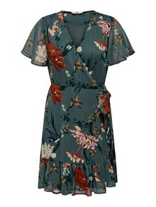 ONLY Normal geschnitten V-Ausschnitt Kurzes Kleid -Balsam Green - 15235761