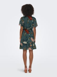 ONLY Regular Fit V-Neck Short dress -Balsam Green - 15235761