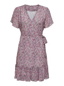 ONLY Regular Fit V-Neck Short dress -Festival Fuchsia - 15235761