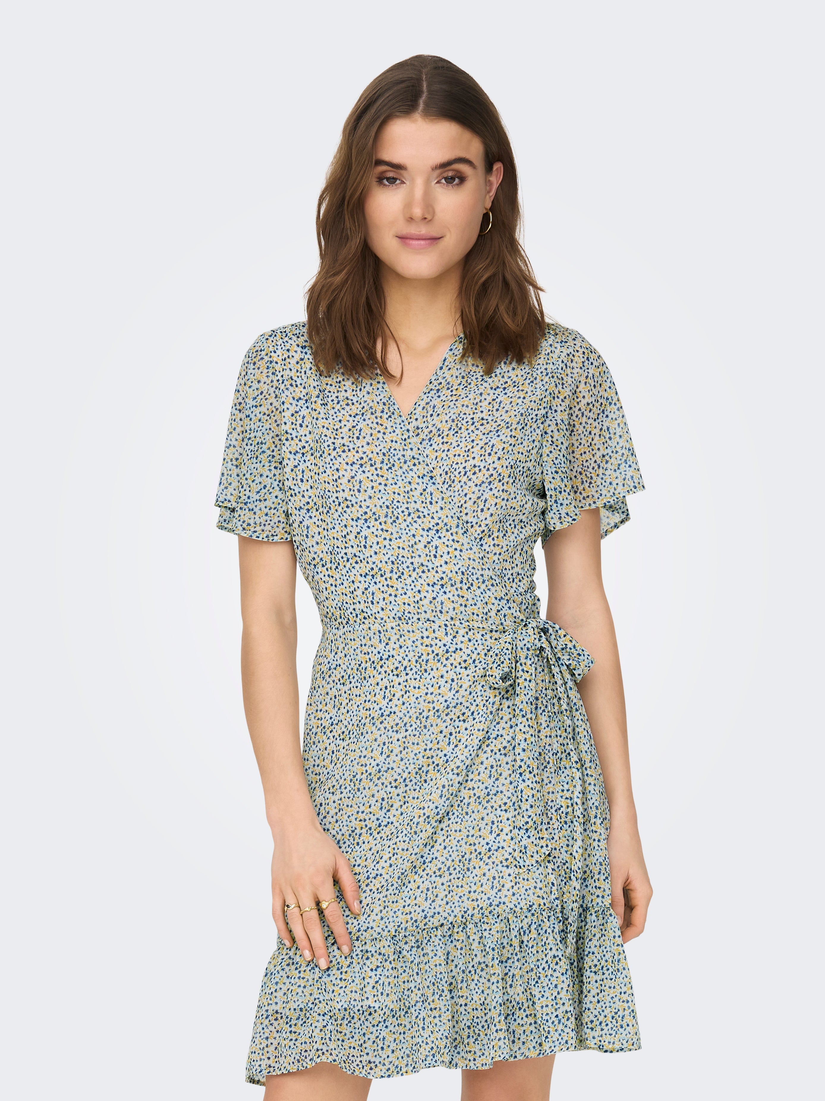 Wrap dress sales with shorts