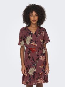 ONLY Regular fit V-Hals Korte jurk -Rose Brown - 15235761
