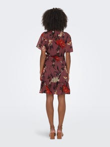 ONLY Normal geschnitten V-Ausschnitt Kurzes Kleid -Rose Brown - 15235761