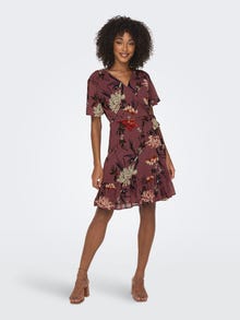 ONLY Regular Fit V-Neck Short dress -Rose Brown - 15235761