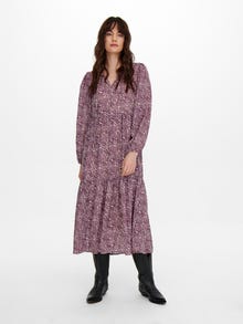 ONLY Normal geschnitten Rundhals Langes Kleid -Wood Violet - 15235766