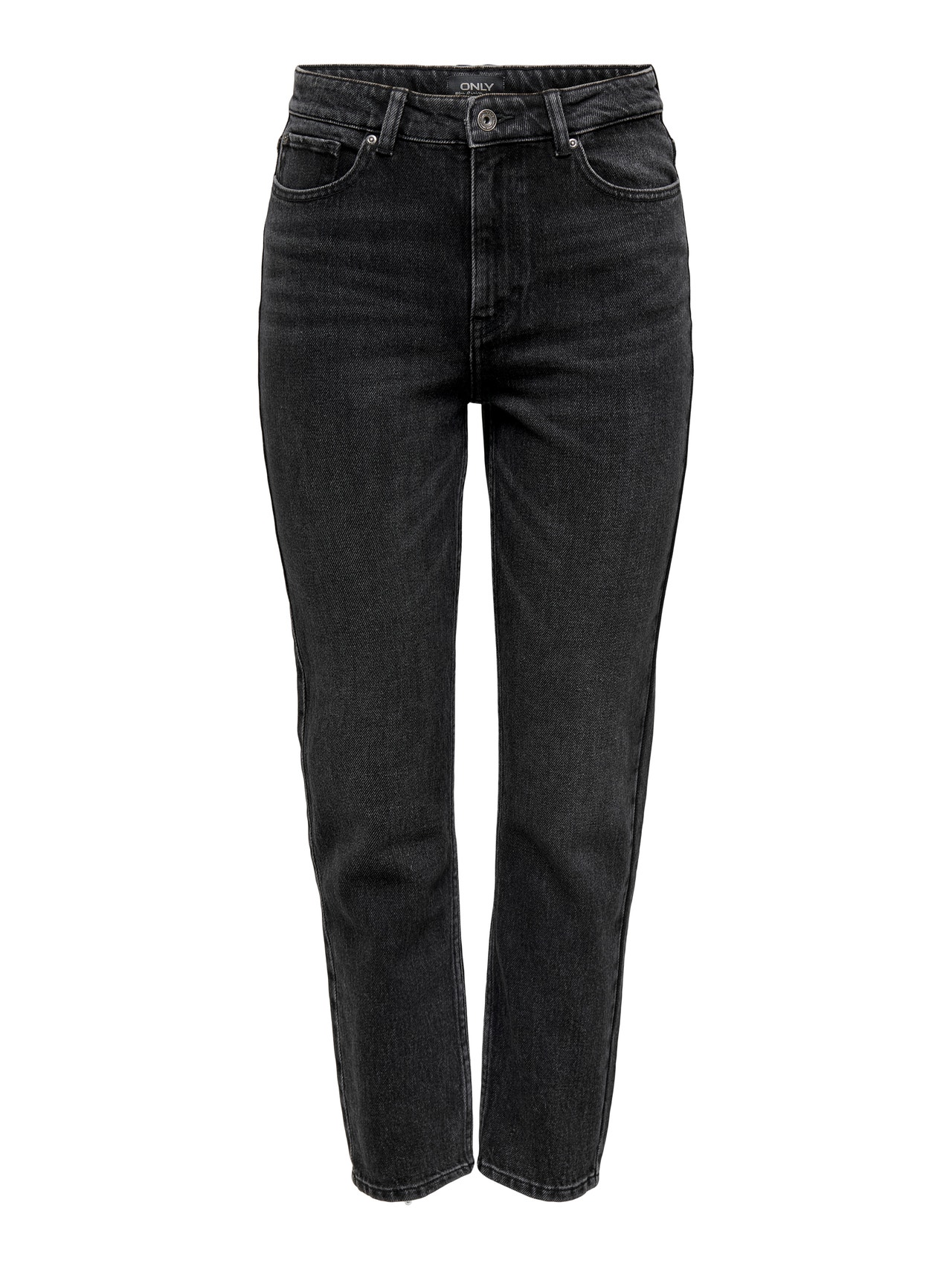 ONLY Sirge lõige Kõrge vöökoht Teksad -Black Denim - 15235780