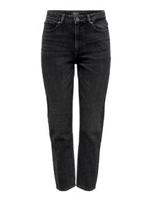 ONLY Sirge lõige Kõrge vöökoht Teksad -Black Denim - 15235780