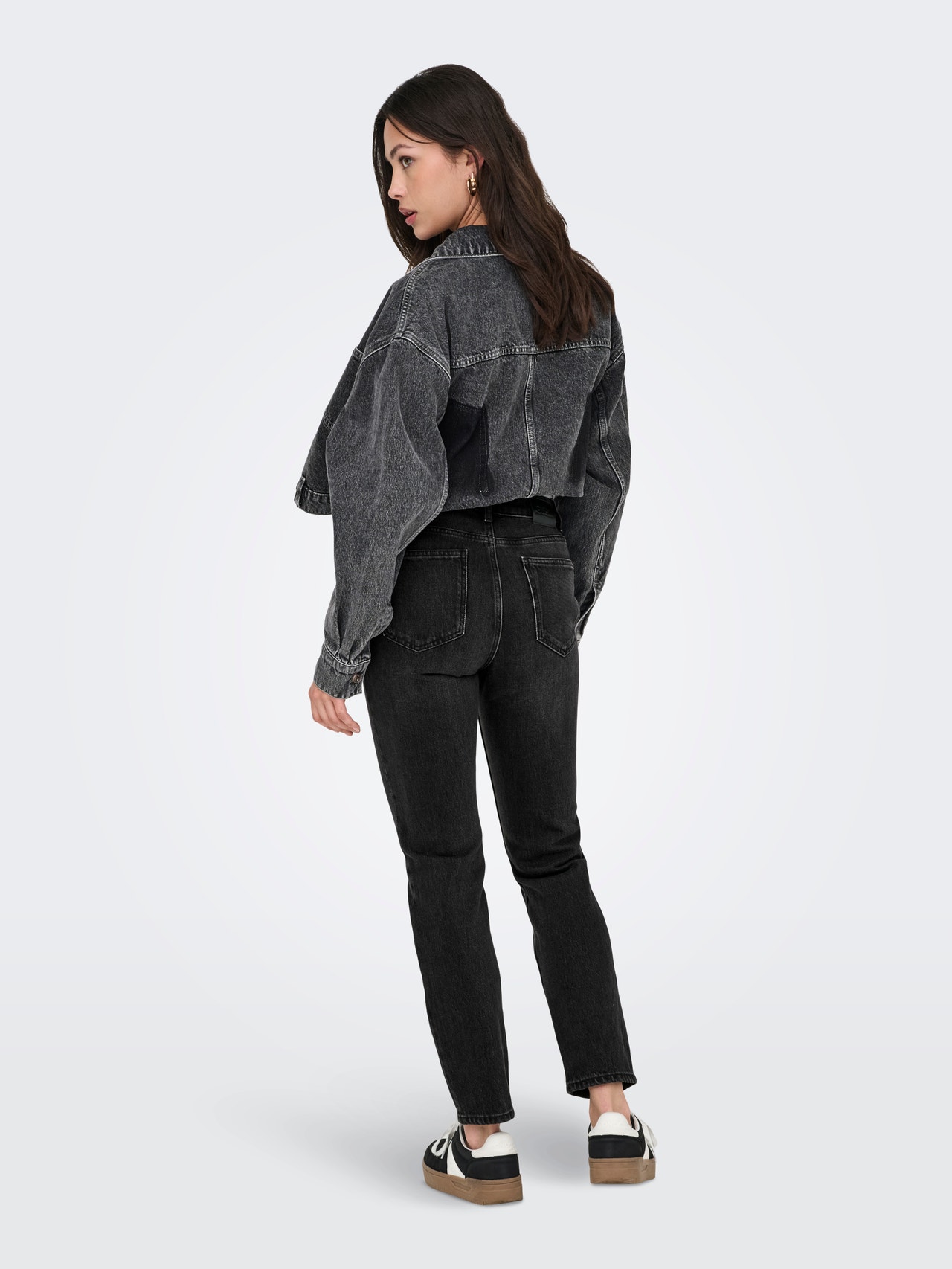 ONLY Sirge lõige Kõrge vöökoht Teksad -Black Denim - 15235780
