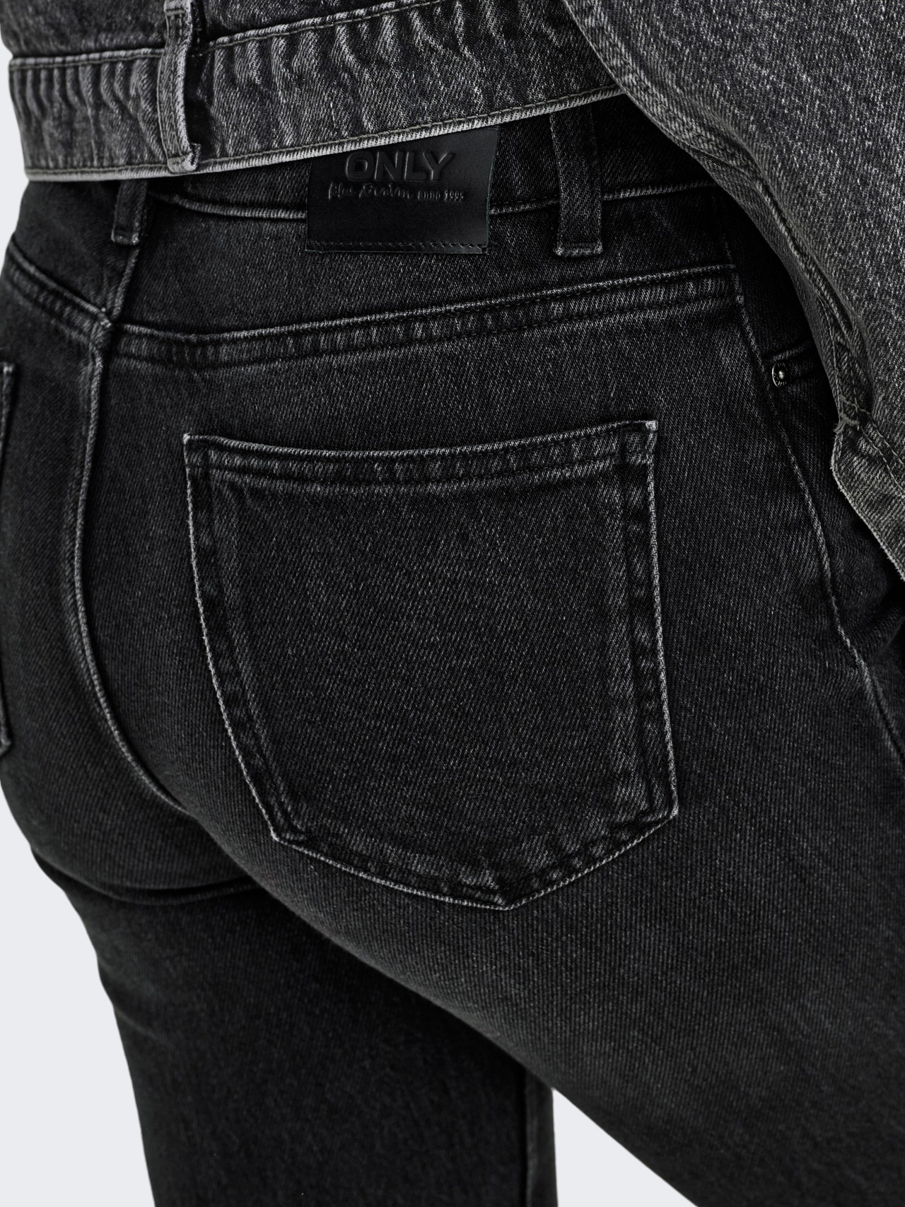 ONLY Sirge lõige Kõrge vöökoht Teksad -Black Denim - 15235780