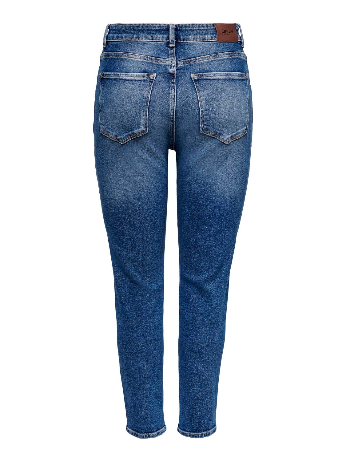 ONLY Jeans Straight Fit Taille haute -Medium Blue Denim - 15235791