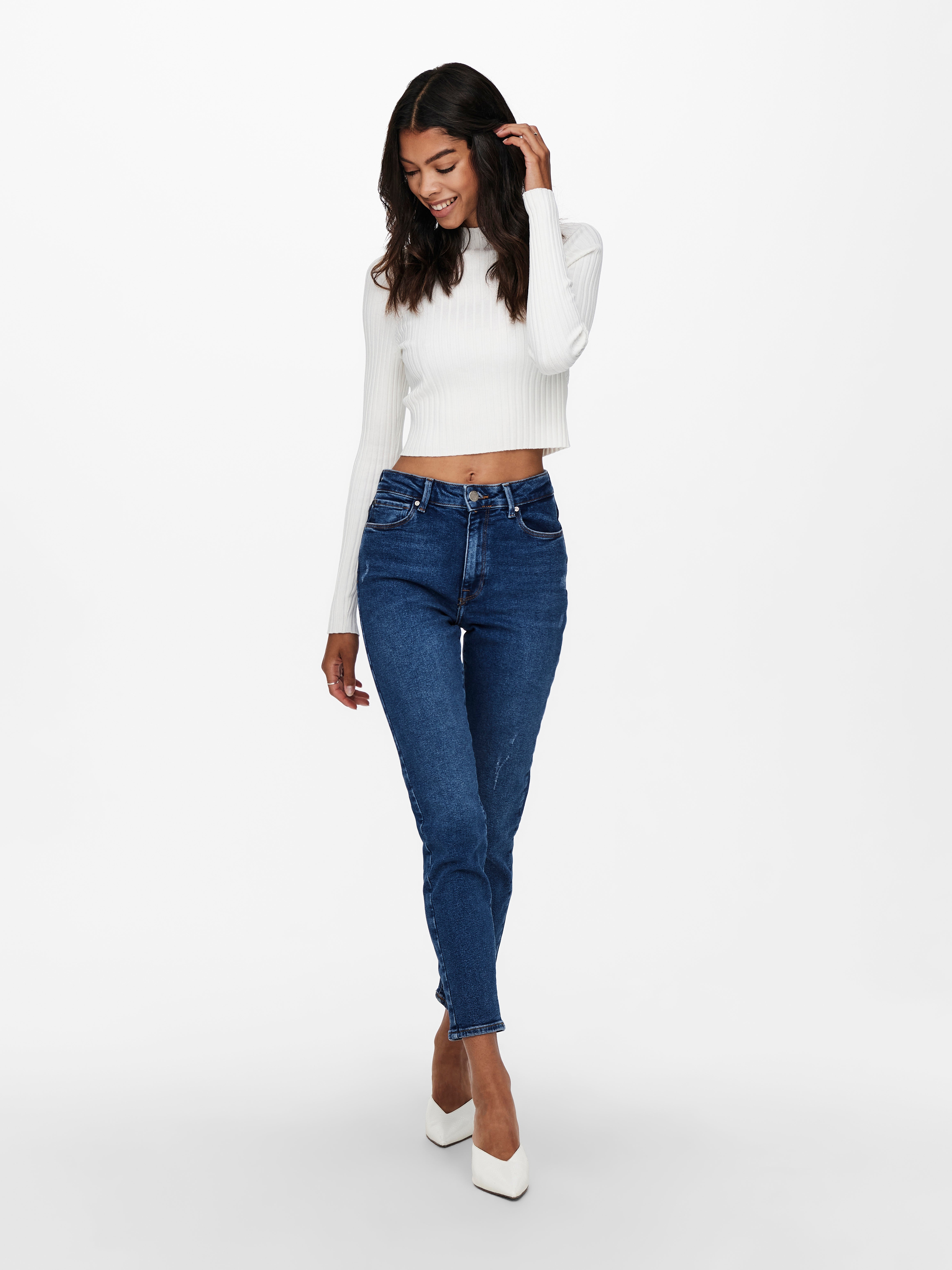 ONLEMILY Hohe Taille Gerade geschnitten Jeans | Mittelblau | ONLY® 