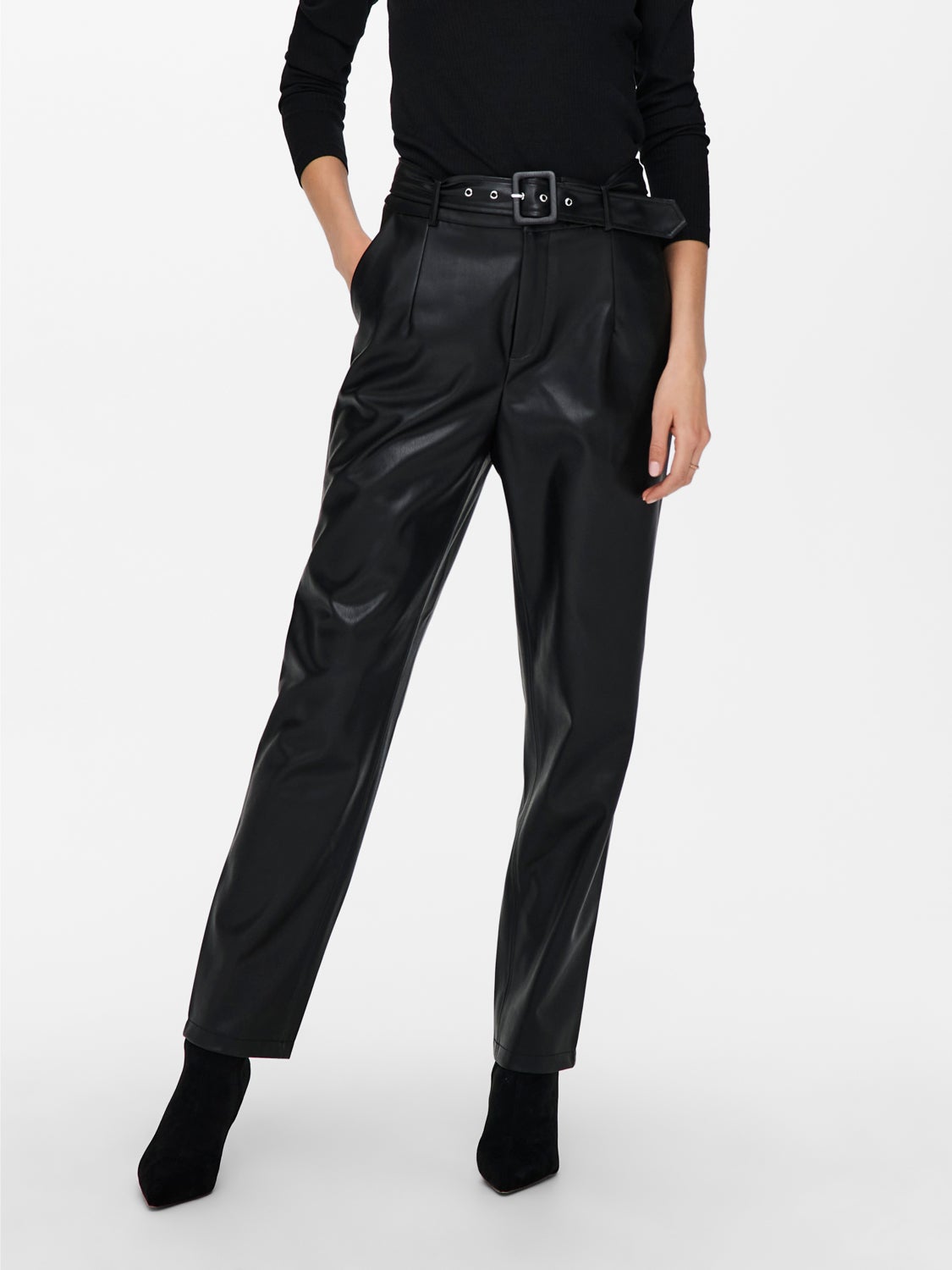 mens faux leather trousers